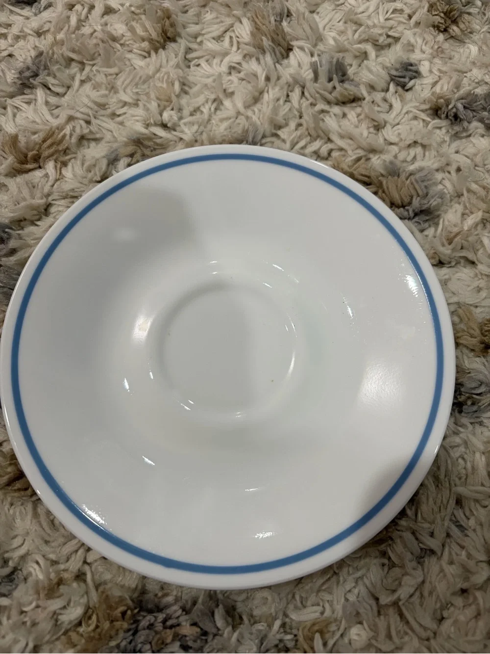 Corelle White Saucer with Light Blue Band*
